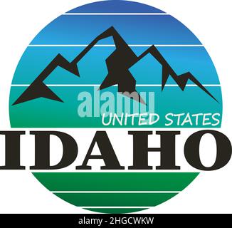 Idaho, USA, Amerika, US-Bundesstaat. T-Shirt und Sticker Design. Stock Vektor