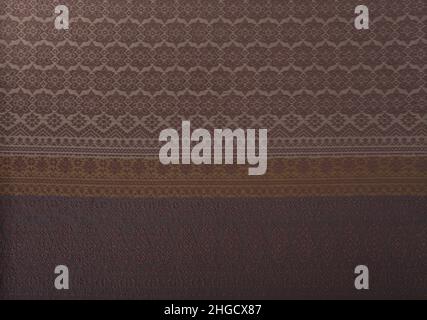 Nahaufnahme der Textur aus thailändischer Baumwolle mit nahtlosem Muster. Draufsicht für den Hintergrund. Stockfoto