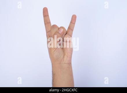 Satz von mans Hand Messung unsichtbare Elemente. Isoliert auf Weiß Stockfoto