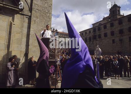 spanien Galice santiago compostele sant week pelgrims Stockfoto