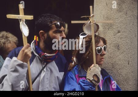 spanien Galice santiago compostele sant week pelgrims Stockfoto