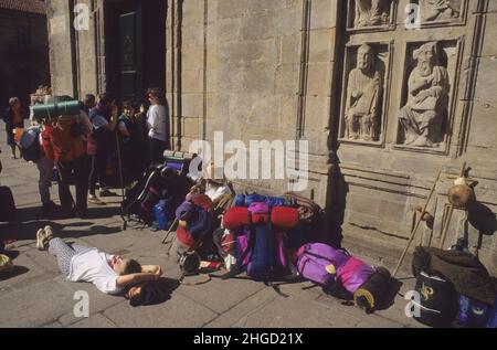 spanien Galice santiago compostele sant week pelgrims Stockfoto