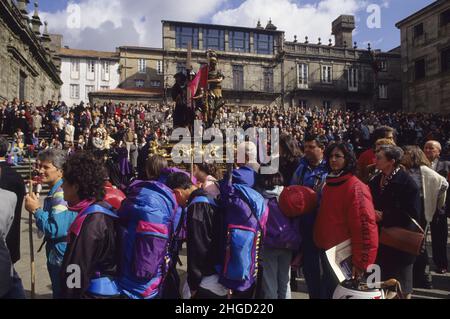 spanien Galice santiago compostele sant week pelgrims Stockfoto