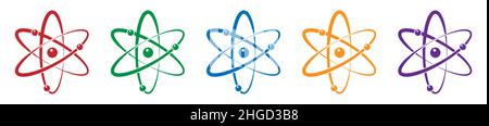 Symbole für Atomfarben. Molekül- oder Atom-Symbol einstellen. Vektordarstellung auf weißem Hintergrund isoliert Stock Vektor