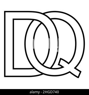 Logo-Zeichen dq QD, Symbol nft dq Zeilensprungbuchstaben d q Stock Vektor