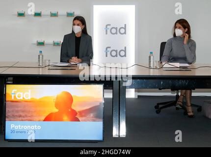 Madrid, Spanien. 20th Januar 2022. Die spanische Königin Letizia während einer Anhörung mit der Vertretung der Mitglieder der "Fundacion Ayuda contra la Drogadiccion (FAD)" am Donnerstag, dem 20. Januar 2022, in Madrid. Quelle: CORDON PRESS/Alamy Live News Stockfoto