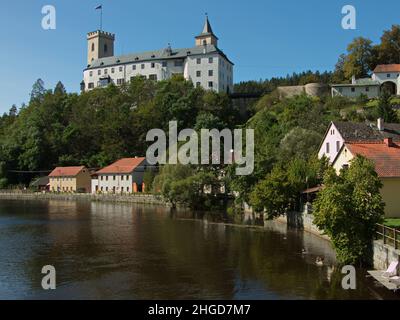 Schloss in Rozmberk nad Vltavou, Südböhmische Region, Tschechische republik, Europa Stockfoto