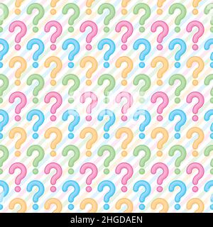 Mehrfarbiger Fragezeichen Nahtloser Hintergrund. Vektor-kachelbares Muster. Stock Vektor