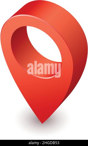 Kartenzeiger. Glänzend realistischer roter Geo-Pin Stock Vektor