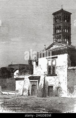 Kloster Basilica di Santa Pudenziana, Rom. Italien, Europa. Alte, gravierte Illustration aus dem 19th. Jahrhundert von Francis Wey, Le Tour du Monde 1870 Stockfoto