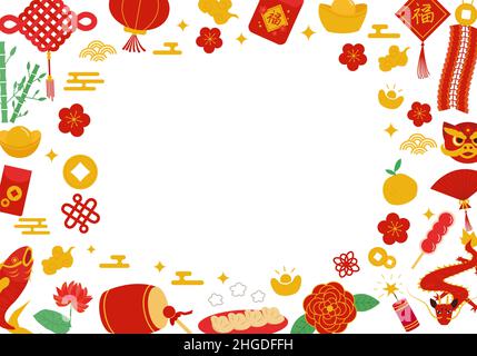 Chinesisches Neujahrsmuster, festliche Komposition Stock Vektor