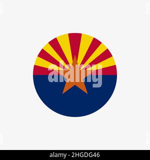 Die Flagge von Arizona im Kreis Stock Vektor
