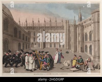 The Quadrangle of Kings College, Cambridge, 1811. Künstler: Thomas Rowlandson (1756-1827) ein englischer Künstler und Karikaturist der georgischen Ära. Als sozialer Beobachter war er ein produktiver Künstler und Druckerei. Quelle: Thomas Rowlandson/Alamy Stockfoto