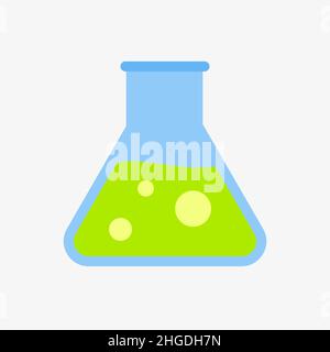 Chemiekolben mit Blasen. Symbol für Reagenzglas Stock Vektor