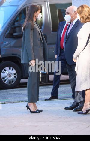 Madrid, Madrid, Spanien. 20th Januar 2022. Die spanische Königin Letizia nimmt an einem Treffen mit der Stiftung für Hilfe gegen Drogensucht und der Schließung des Projekts '(in)foprmate' auf dem Campus Google am 20. Januar 2022 in Madrid, Spanien Teil (Bildquelle: © Jack Abuin/ZUMA Press Wire) Bildquelle: ZUMA Press, Inc./Alamy Live News Stockfoto