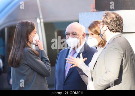 Madrid, Madrid, Spanien. 20th Januar 2022. Die spanische Königin Letizia nimmt an einem Treffen mit der Stiftung für Hilfe gegen Drogensucht und der Schließung des Projekts '(in)foprmate' auf dem Campus Google am 20. Januar 2022 in Madrid, Spanien Teil (Bildquelle: © Jack Abuin/ZUMA Press Wire) Bildquelle: ZUMA Press, Inc./Alamy Live News Stockfoto