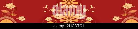 Fröhliches chinesisches Neujahrs-Banner-Design. Jahr des Tigers. Platz für Text. Der chinesische Charakter - viel Glück und glückliches chinesisches neues Jahr. 3D Abbildung Stockfoto