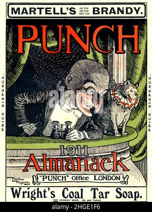 Vintage-Cover des satirischen Punch Magazine Almanack 1911 Stockfoto