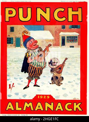 Vintage-Cover des satirischen Punch Magazine Almanack 1929 Stockfoto