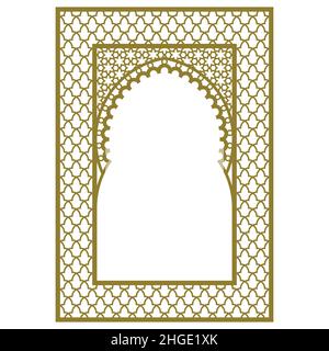 Rechteckiger Rahmen mit arabischem Muster und lockigem Rahmen. Stock Vektor