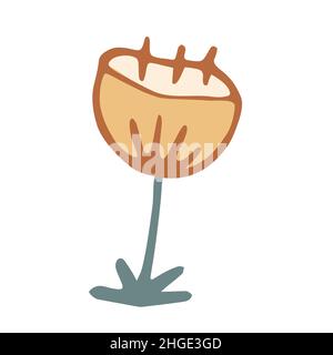 Doodle Hand gezeichnete Mohnblume in Folk skandinavischen Stil. Stock Vektor