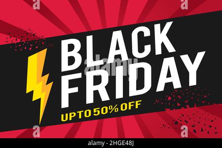 Black friday bis zu 50 Rabatt Banner Poster Design Vektor Illustration. Verkauf Tag Layout-Design Stock Vektor