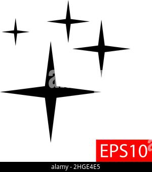 Sternsymbol. Flaches Schild für mobiles und Web-Design-Konzept. Glitzereffekt glänzende Sternevektor Illustration Stock Vektor