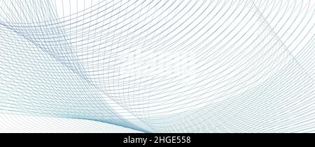 Blaues, blaues, graues Netzlinienmuster. Konzept des Kommunikationssystems. Sich schneidende Linien. Abstraktes Design. Vektor-dünne Kurven. Weißer Hintergrund. EPS10 Stock Vektor