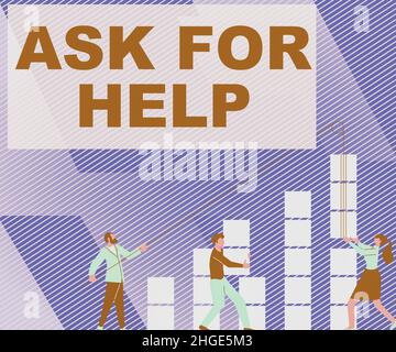 Schreiben Anzeige Text Fragen Sie nach Hilfe, Internet-Konzept Stellen Sie eine Frage oder suchen Sie eine Antwort oder Hilfe von jemandem Illustration of Partners Building N Stockfoto