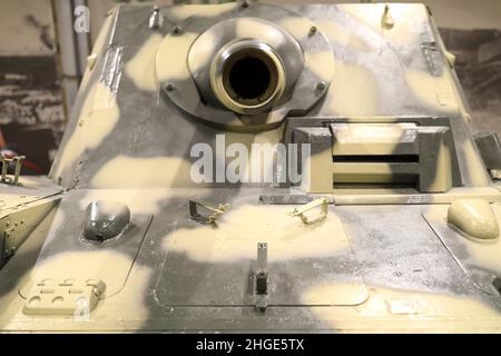 Ansicht des schweren Sturmpanzers IV-Sturmgewehrs Stockfoto