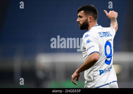 Mailand, Italien. 19. Januar 2022. Patrick Cutrone vom FC Empoli ist beim Fußballspiel Coppa Italia zwischen dem FC Internazionale und dem FC Empoli zu sehen. Kredit: Nicolò Campo/Alamy Live Nachrichten Stockfoto