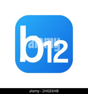 Blaues Symbol für Vitamin B12. Kapsel mit Cobalamin-Vitamintropfen. Leuchtendes blaues Essenz-Tröpfchen. Beauty Behandlung Ernährung Hautpflege Design. Vektorgrafik Stock Vektor