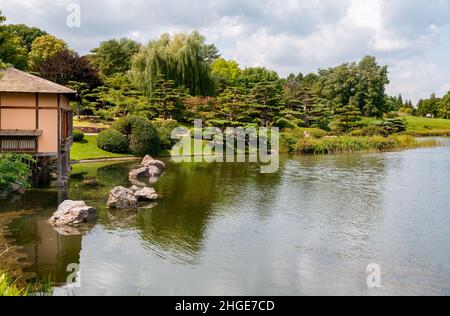 Japanisches Inselgebiet im Chicago Botanic Garden, Glencoe, Illinois, USA Stockfoto