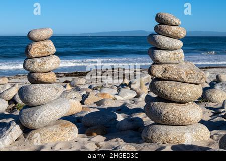 Steine vor dem Meer, Pebble Beach, USA Stockfoto