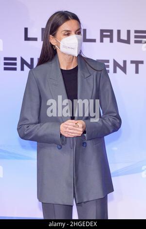 Madrid, Spanien. 20th Januar 2022. Königin Letizia aus Spanien nimmt an einem Treffen mit der FAD (Foundation Against Drug Addiction) auf dem Google Campus Teil. Kredit: SOPA Images Limited/Alamy Live Nachrichten Stockfoto