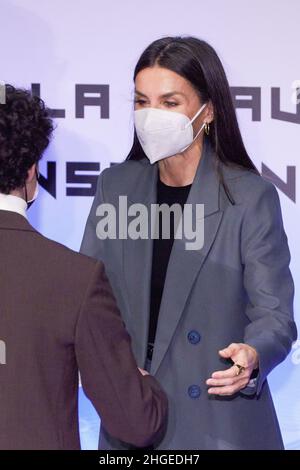 Madrid, Spanien. 20th Januar 2022. Königin Letizia aus Spanien nimmt an einem Treffen mit der FAD (Foundation Against Drug Addiction) auf dem Google Campus Teil. Kredit: SOPA Images Limited/Alamy Live Nachrichten Stockfoto
