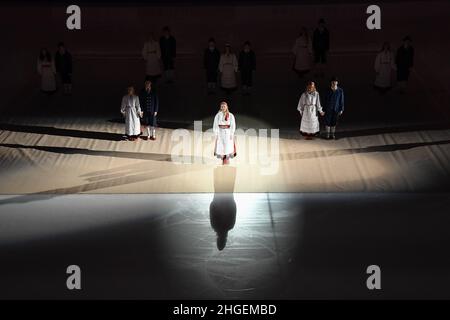 Eröffnungszeremonie bei den ISU Four Continents Figure Skating Championships 2022 in der Tondiraba Ice Hall, am 20. Januar 2022 in Tallinn, Estland. Quelle: Raniero Corbelletti/AFLO/Alamy Live News Stockfoto