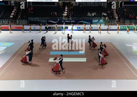 Eröffnungszeremonie bei den ISU Four Continents Figure Skating Championships 2022 in der Tondiraba Ice Hall, am 20. Januar 2022 in Tallinn, Estland. Quelle: Raniero Corbelletti/AFLO/Alamy Live News Stockfoto