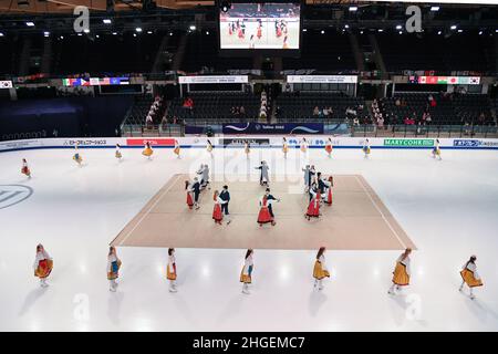 Eröffnungszeremonie bei den ISU Four Continents Figure Skating Championships 2022 in der Tondiraba Ice Hall, am 20. Januar 2022 in Tallinn, Estland. Quelle: Raniero Corbelletti/AFLO/Alamy Live News Stockfoto