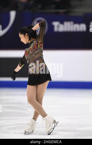 Jocelyn HONG (NZL), während des Women Short Program, bei den ISU Four Continents Figure Skating Championships 2022, in der Tondiraba Ice Hall, am 20. Januar 2022 in Tallinn, Estland. Quelle: Raniero Corbelletti/AFLO/Alamy Live News Stockfoto