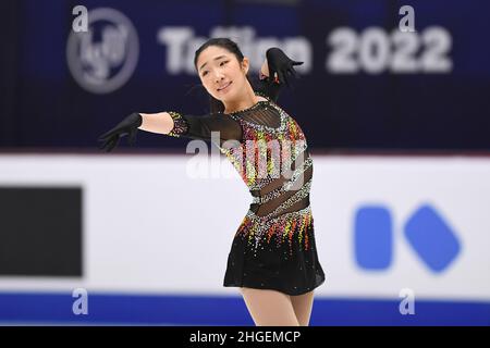 Jocelyn HONG (NZL), während des Women Short Program, bei den ISU Four Continents Figure Skating Championships 2022, in der Tondiraba Ice Hall, am 20. Januar 2022 in Tallinn, Estland. Quelle: Raniero Corbelletti/AFLO/Alamy Live News Stockfoto