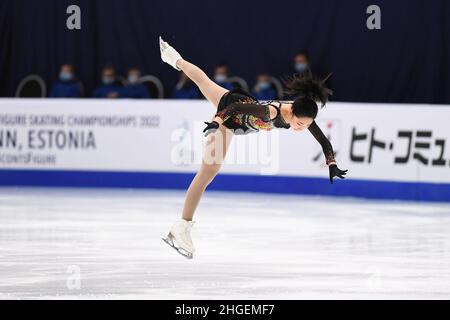 Jocelyn HONG (NZL), während des Women Short Program, bei den ISU Four Continents Figure Skating Championships 2022, in der Tondiraba Ice Hall, am 20. Januar 2022 in Tallinn, Estland. Quelle: Raniero Corbelletti/AFLO/Alamy Live News Stockfoto