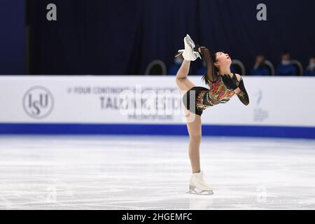 Jocelyn HONG (NZL), während des Women Short Program, bei den ISU Four Continents Figure Skating Championships 2022, in der Tondiraba Ice Hall, am 20. Januar 2022 in Tallinn, Estland. Quelle: Raniero Corbelletti/AFLO/Alamy Live News Stockfoto