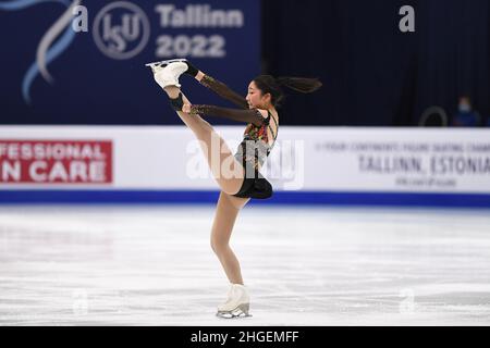 Jocelyn HONG (NZL), während des Women Short Program, bei den ISU Four Continents Figure Skating Championships 2022, in der Tondiraba Ice Hall, am 20. Januar 2022 in Tallinn, Estland. Quelle: Raniero Corbelletti/AFLO/Alamy Live News Stockfoto