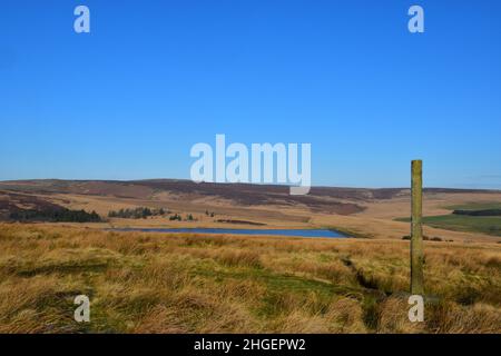 Die Ernten Kreuz Monolith, heptonstall Moor, südlichen Pennines, Calderdale, West Yorkshire Stockfoto