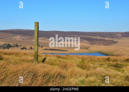 Die Ernten Kreuz Monolith, heptonstall Moor, südlichen Pennines, Calderdale, West Yorkshire Stockfoto