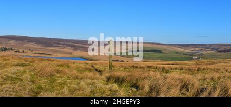 Die Ernten Kreuz Monolith, heptonstall Moor, südlichen Pennines, Calderdale, West Yorkshire Stockfoto