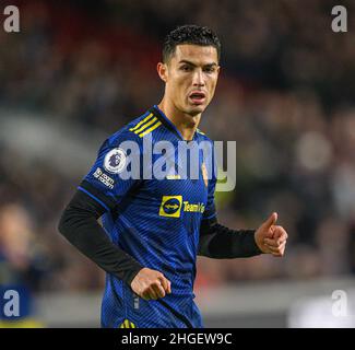 London, Großbritannien. 19th Januar 2022. 19. Januar - Brentford gegen Manchester United - Premier League - Brentford Community Stadium Christiano Ronaldo während des Premier League-Spiels im Brentford Community Stadium Bildnachweis: Credit: Mark Pain/Alamy Live News Stockfoto
