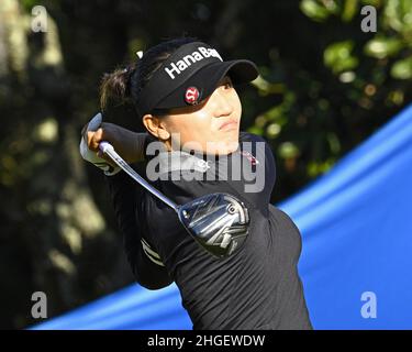 Orlando, Usa. 20th Januar 2022. Lydia Ko aus Neuseeland startet am Donnerstag, den 20. Januar 2022, bei der ersten Runde des Hilton Grand Vacations Tournament of Champions des LPGA 2022 im Lake Nona Golf and Country Club in Orlando, Florida. Quelle: UPI/Alamy Live News Stockfoto