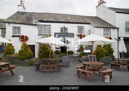 The Kings Arms Hotel Pub hawkshead Village Lake District, cumbria, england, großbritannien Stockfoto